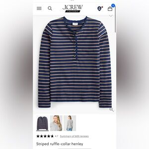 J. Crew Striped ruffle-collar henley